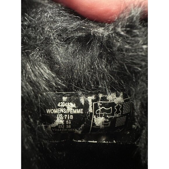 LANDS' END Mendota Snow Boot Women's Size 7.5 Black Suede Faux Fur PullOn 420483 - Picture 10 of 11